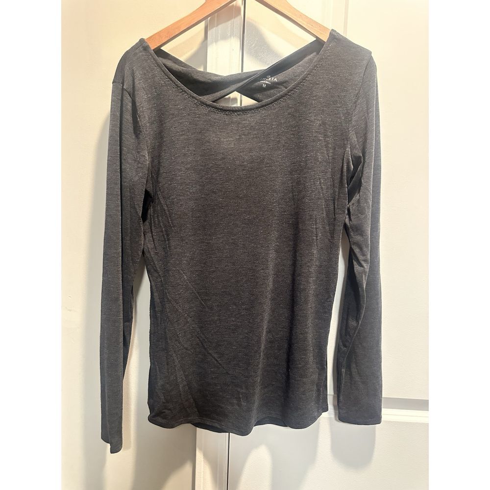 Athleta Long Sleeve Gray Open‎ Back Tre Medium